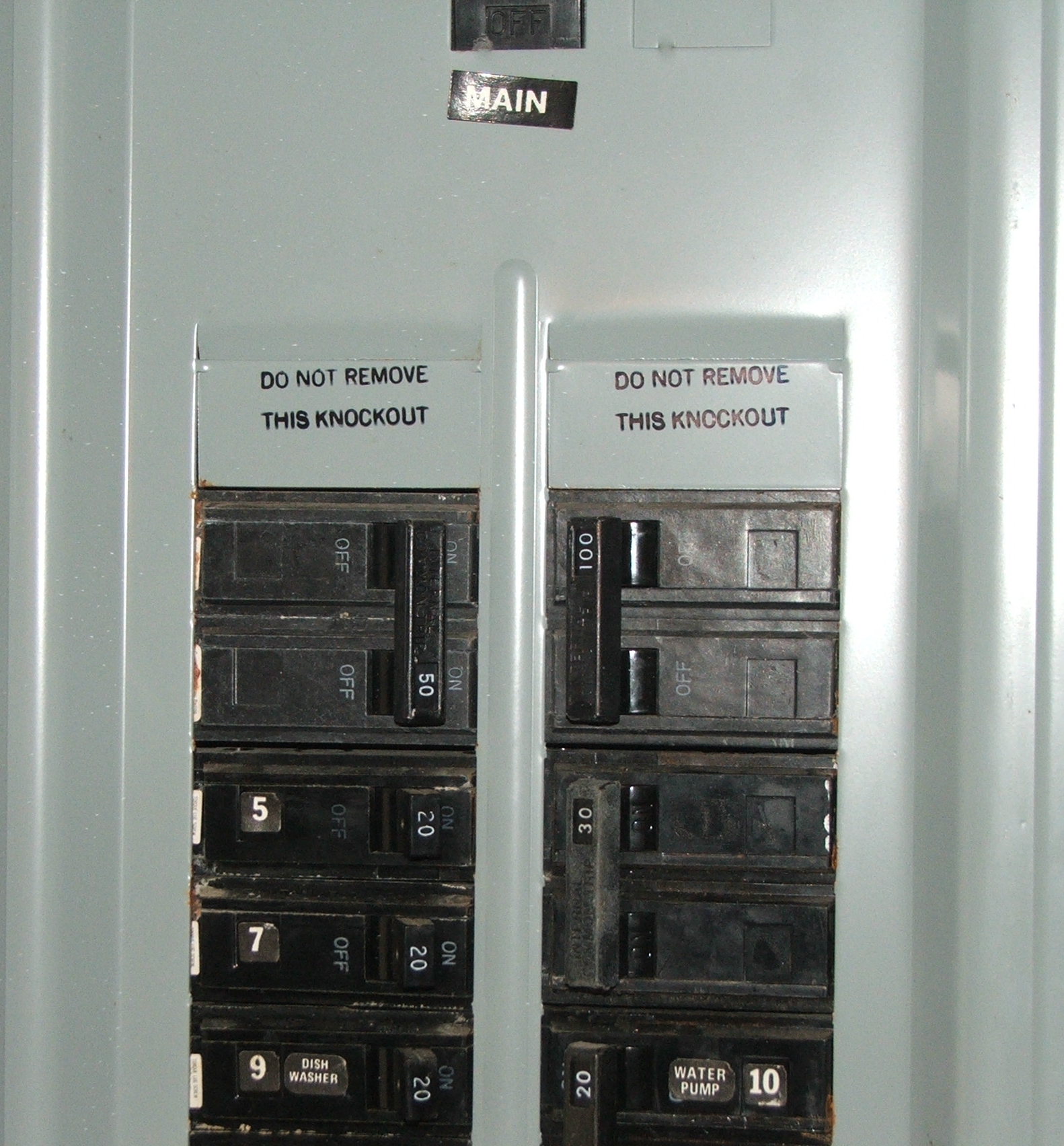 Breakers in a panel